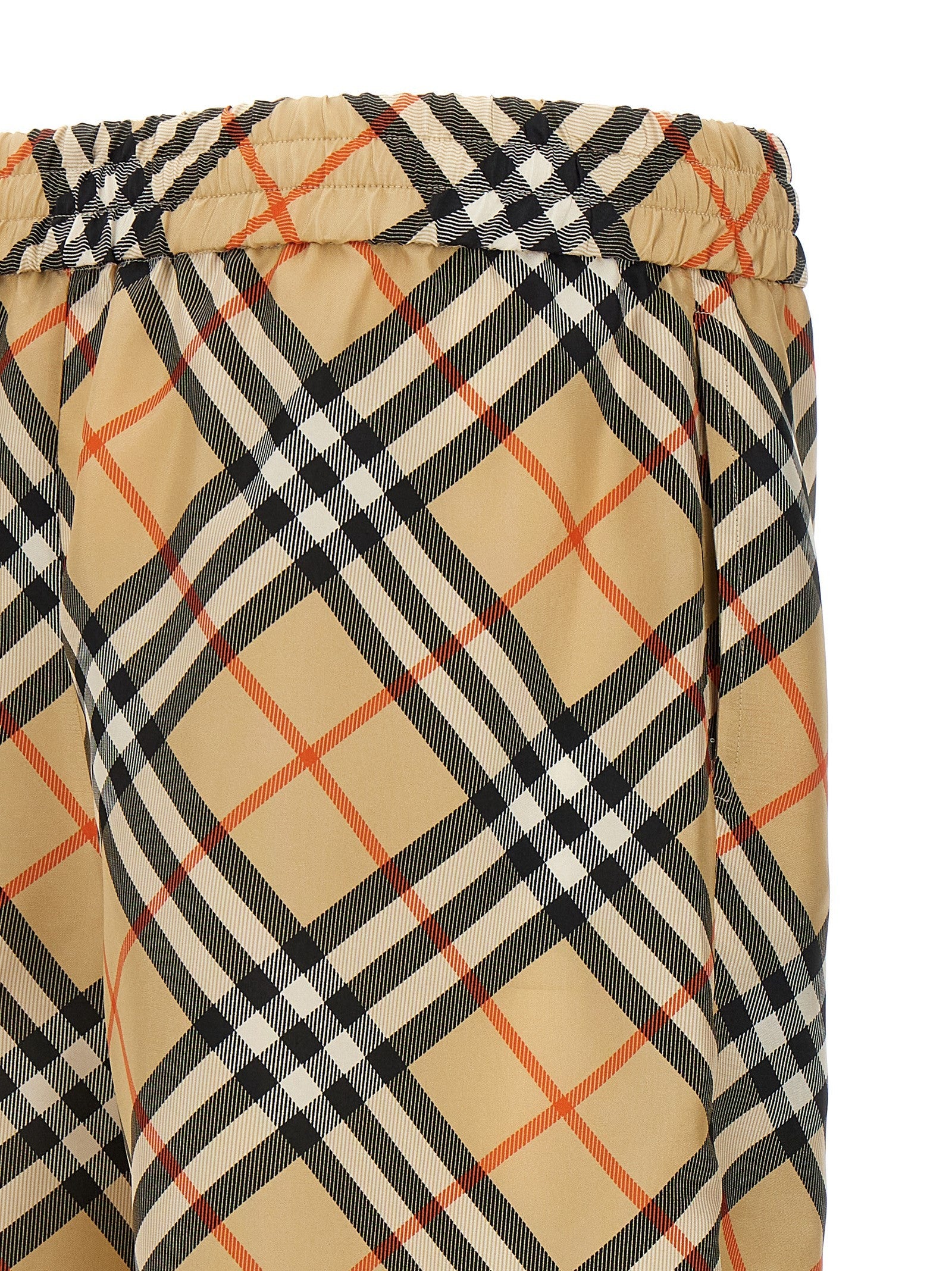 Burberry Check Silk Bermuda Shorts Beige
