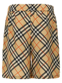 Burberry Check Silk Bermuda Shorts Beige