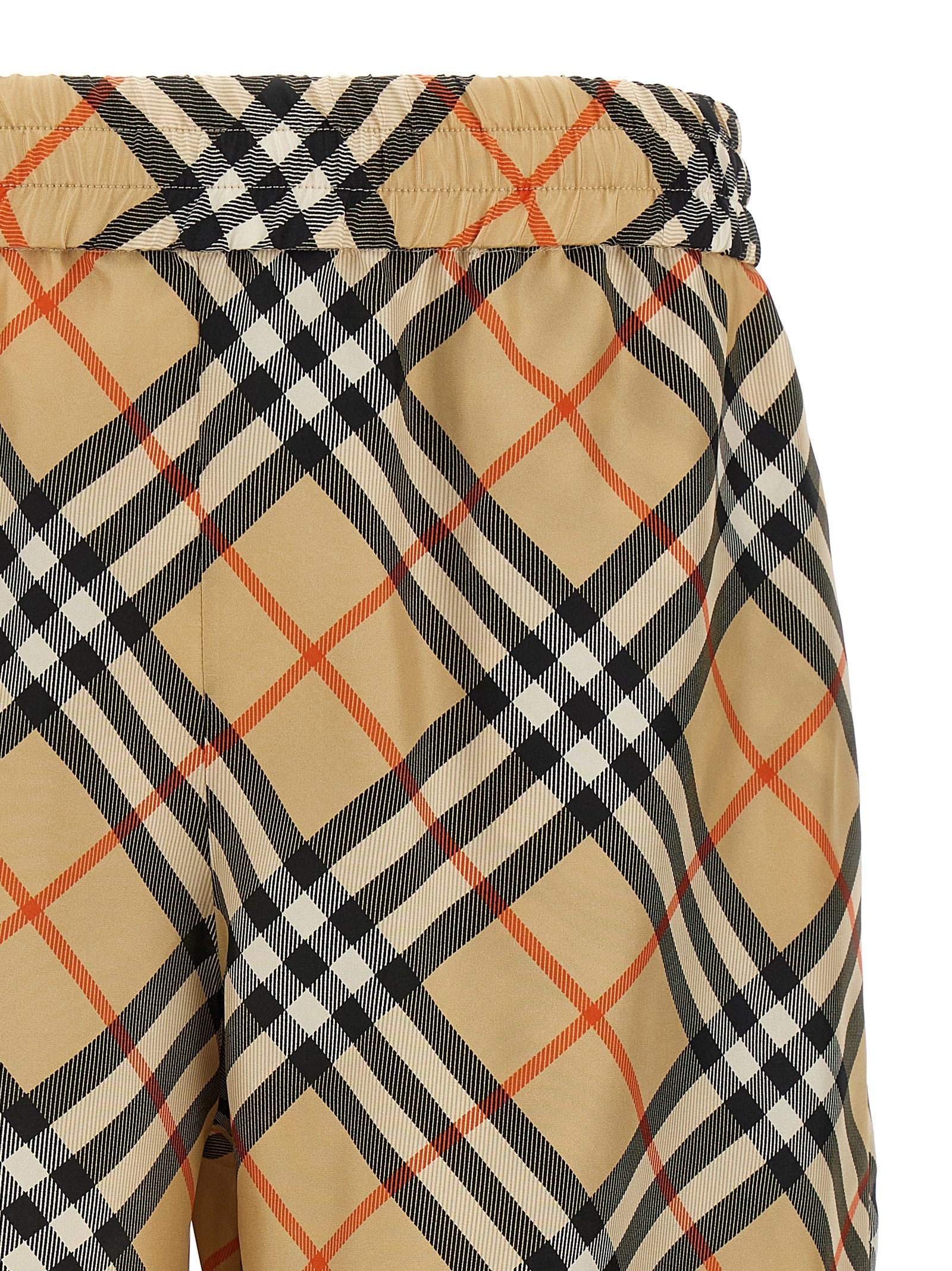 Burberry Check Silk Bermuda Shorts Beige