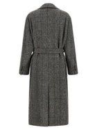 Brunello Cucinelli Check Tweed Coat Grey, view 2