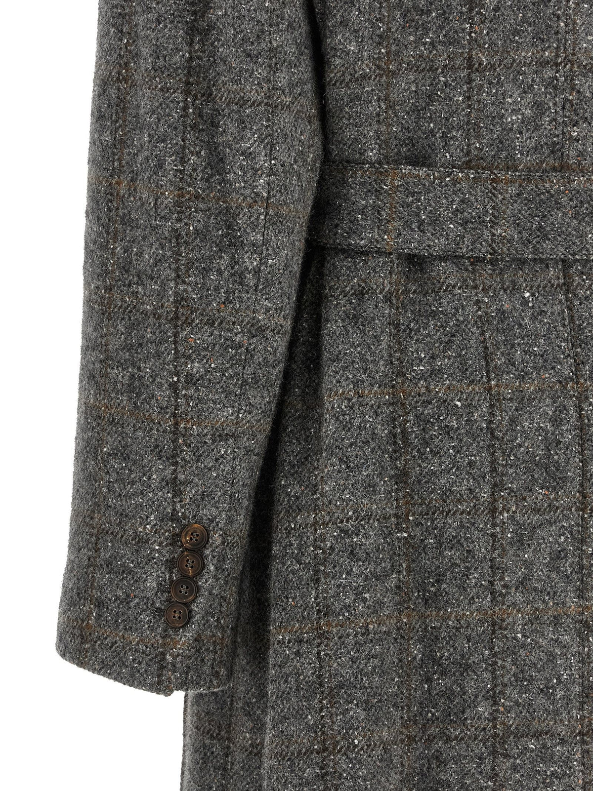 Brunello Cucinelli Check Tweed Coat Grey, view 4
