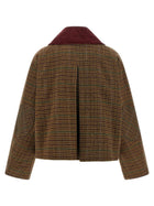 Ganni Check Twill Jacket Brown