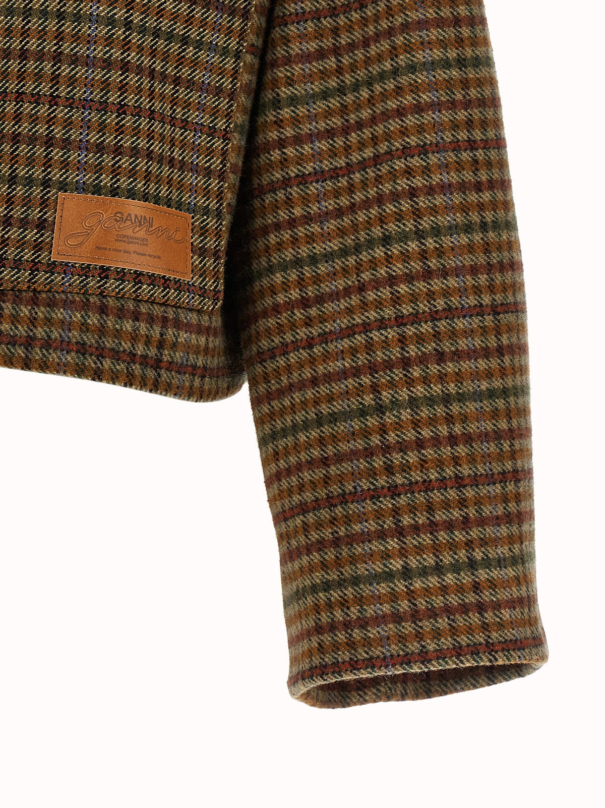 Ganni Check Twill Jacket Brown