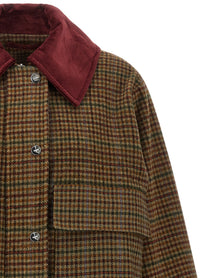 Ganni Check Twill Jacket Brown