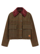 Ganni Check Twill Jacket Brown
