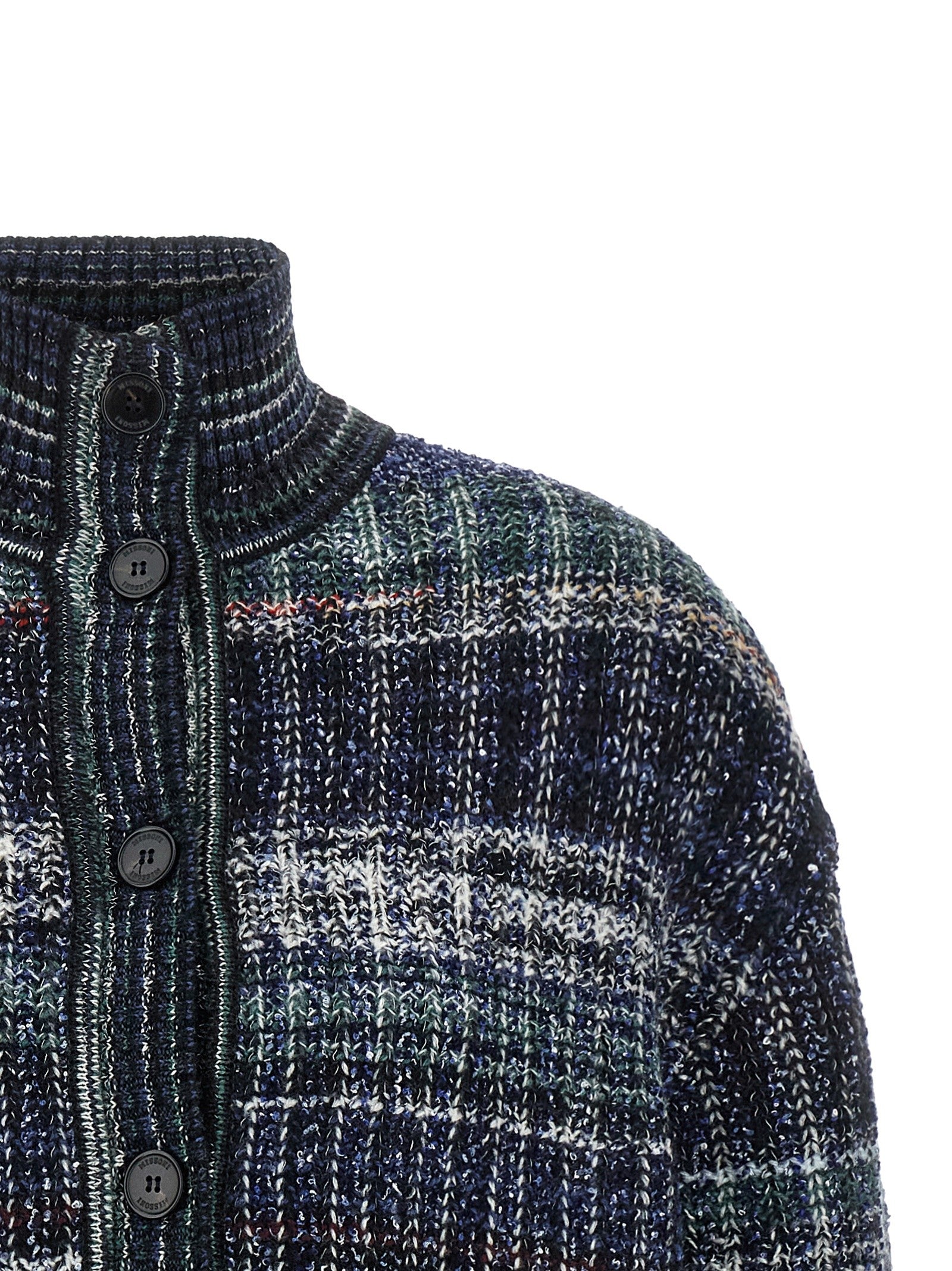 Missoni Check Wool Cardigan Blue