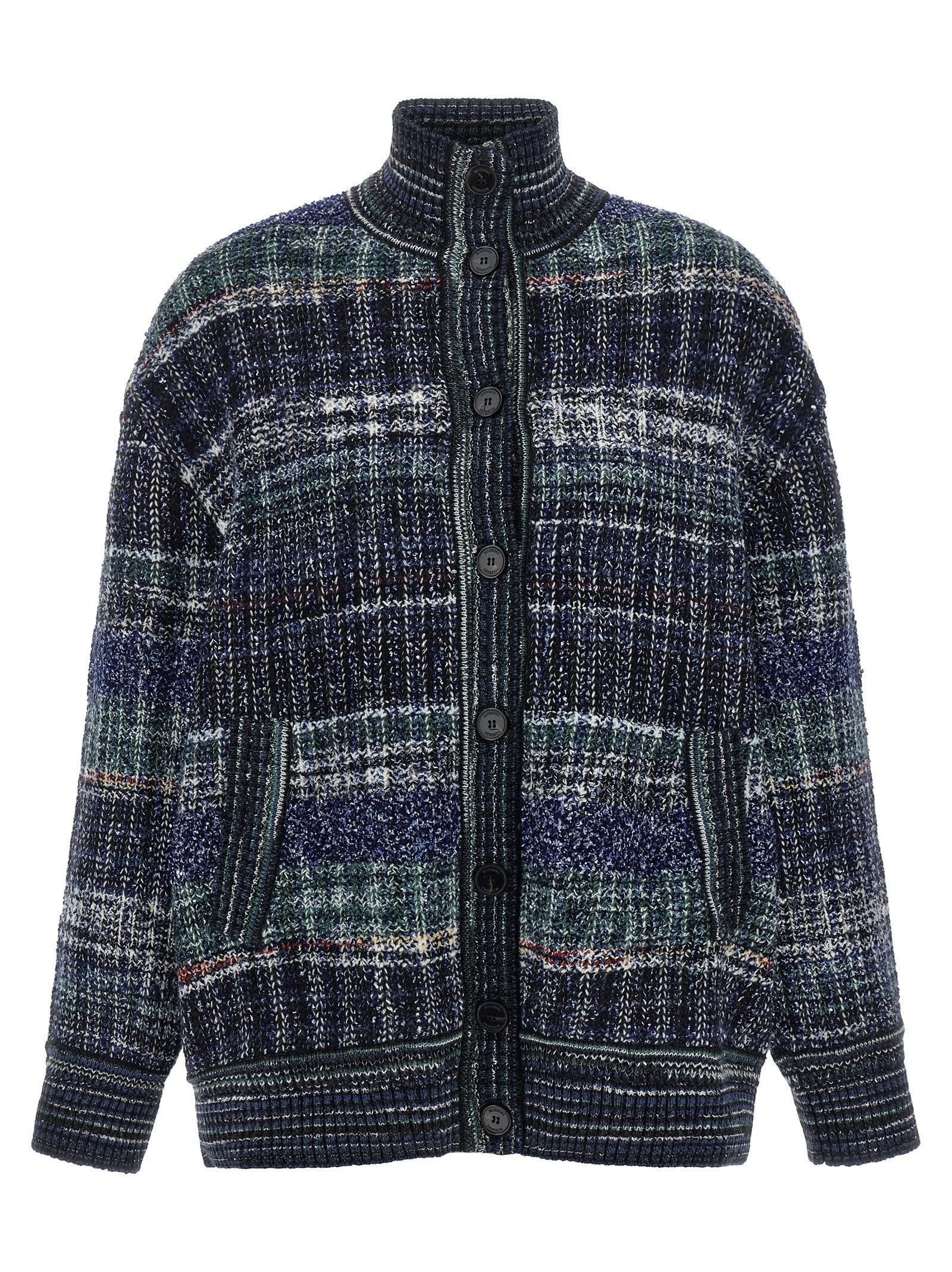 Missoni Check Wool Cardigan Blue