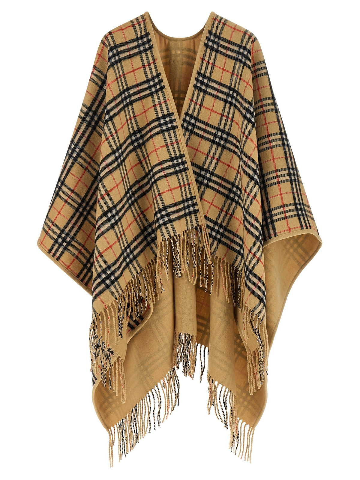 Burberry Check Wool Reversible Cape Beige, view 2