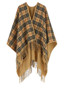 Burberry Check Wool Reversible Cape Beige