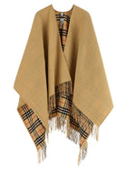 Burberry Check Wool Reversible Cape Beige