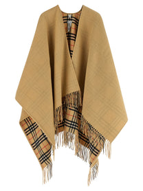 Burberry Check Wool Reversible Cape Beige