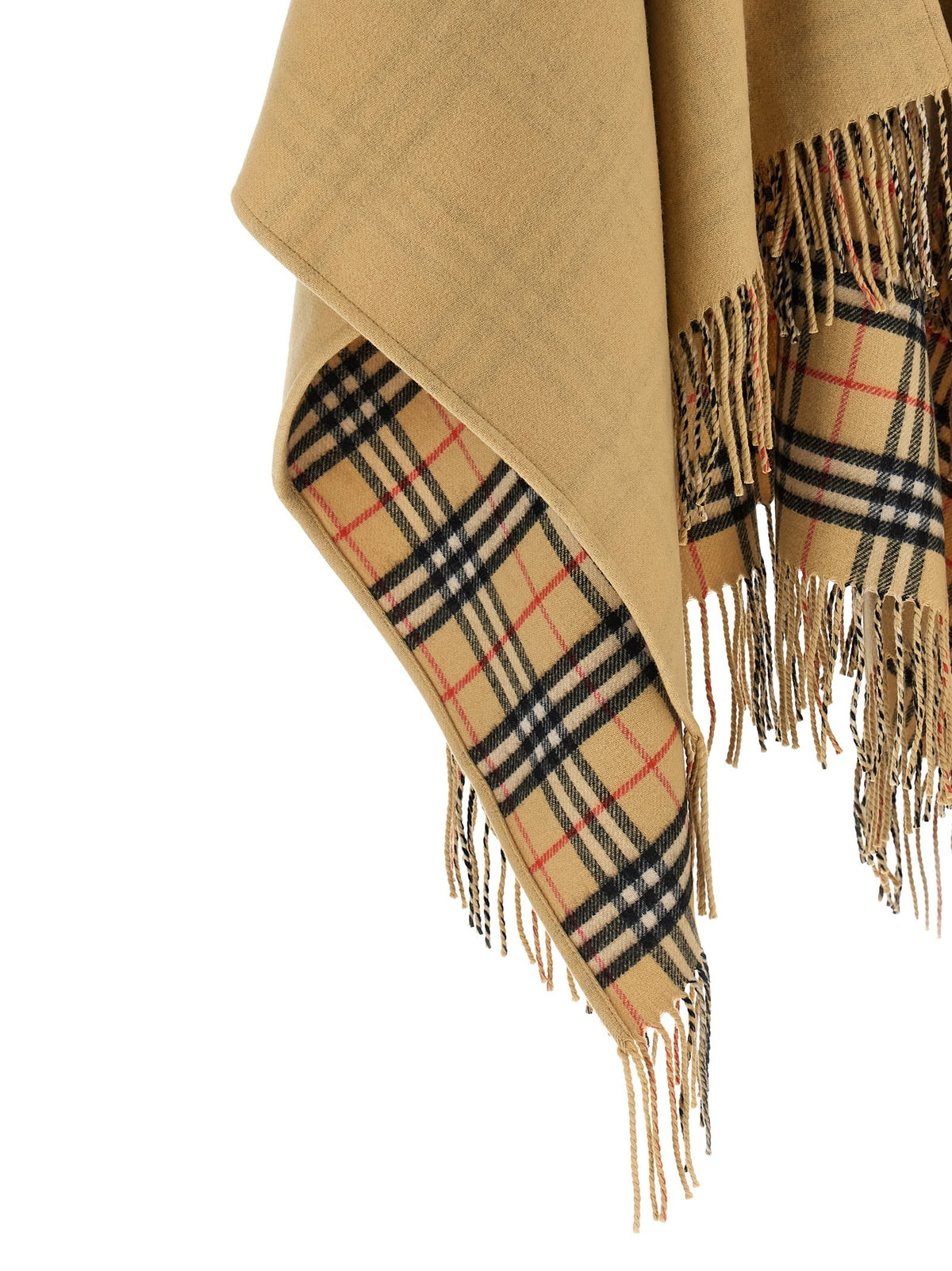 Burberry Check Wool Reversible Cape Beige, view 5