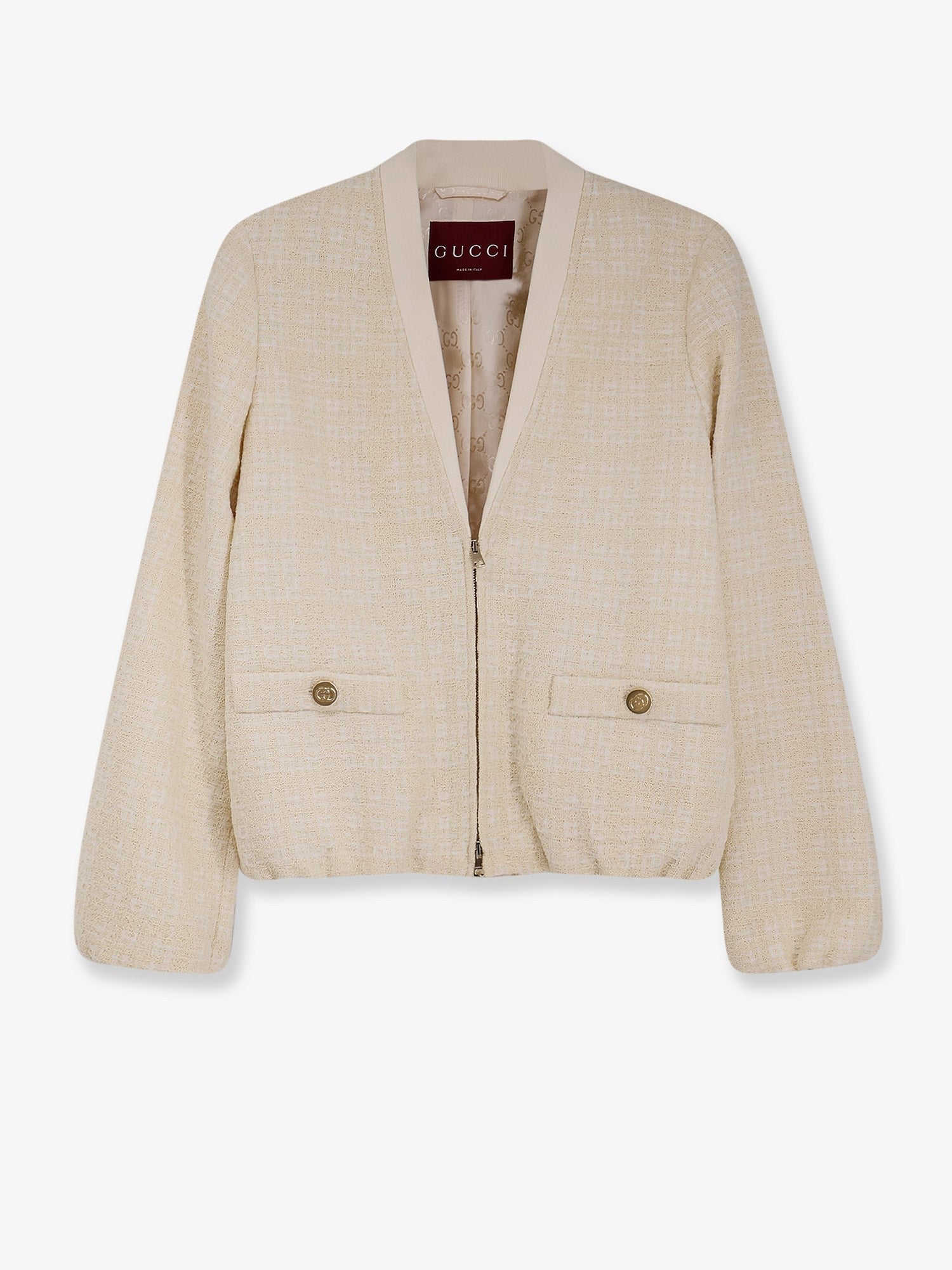 Gucci Women's Checked Cotton Tweed Jacket White