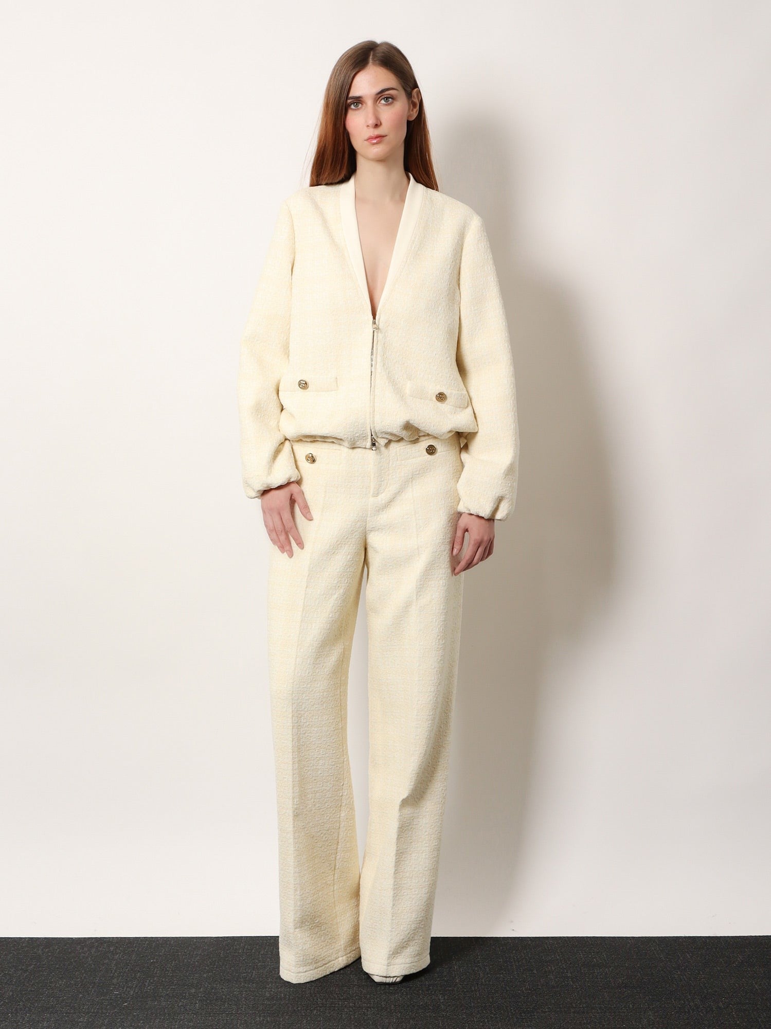 Gucci Women's Checked Cotton Tweed Jacket White