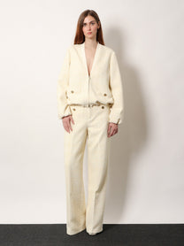 Gucci Women's Checked Cotton Tweed Jacket White