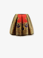 Versace Women's Cheetah Barocco Silk Duchesse Skirt Blue