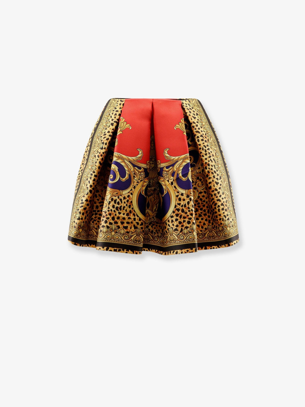 Versace Women's Cheetah Barocco Silk Duchesse Skirt Blue