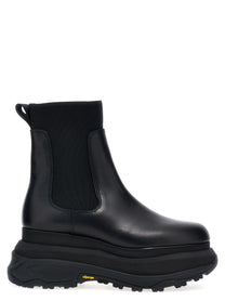 Sacai Chelsea Leather Ankle Boots Black