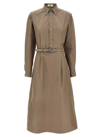 Fendi Chemisier Midi Dress Grey