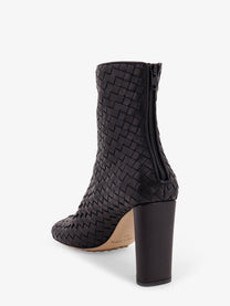Bottega Veneta Women's Cherry Leather Ankle Boots Black, view 3