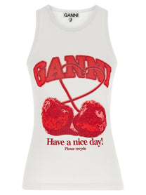 Ganni Cherry Tank Top Red