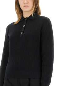 Studio Nicholson Women's Chesapeake Knit Polo Shirt Black