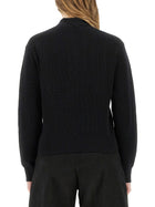 Studio Nicholson Women's Chesapeake Knit Polo Shirt Black, view 3