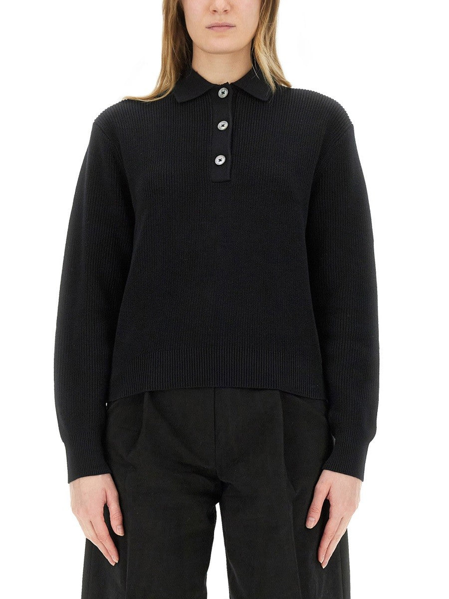 Studio Nicholson Women's Chesapeake Knit Polo Shirt Black