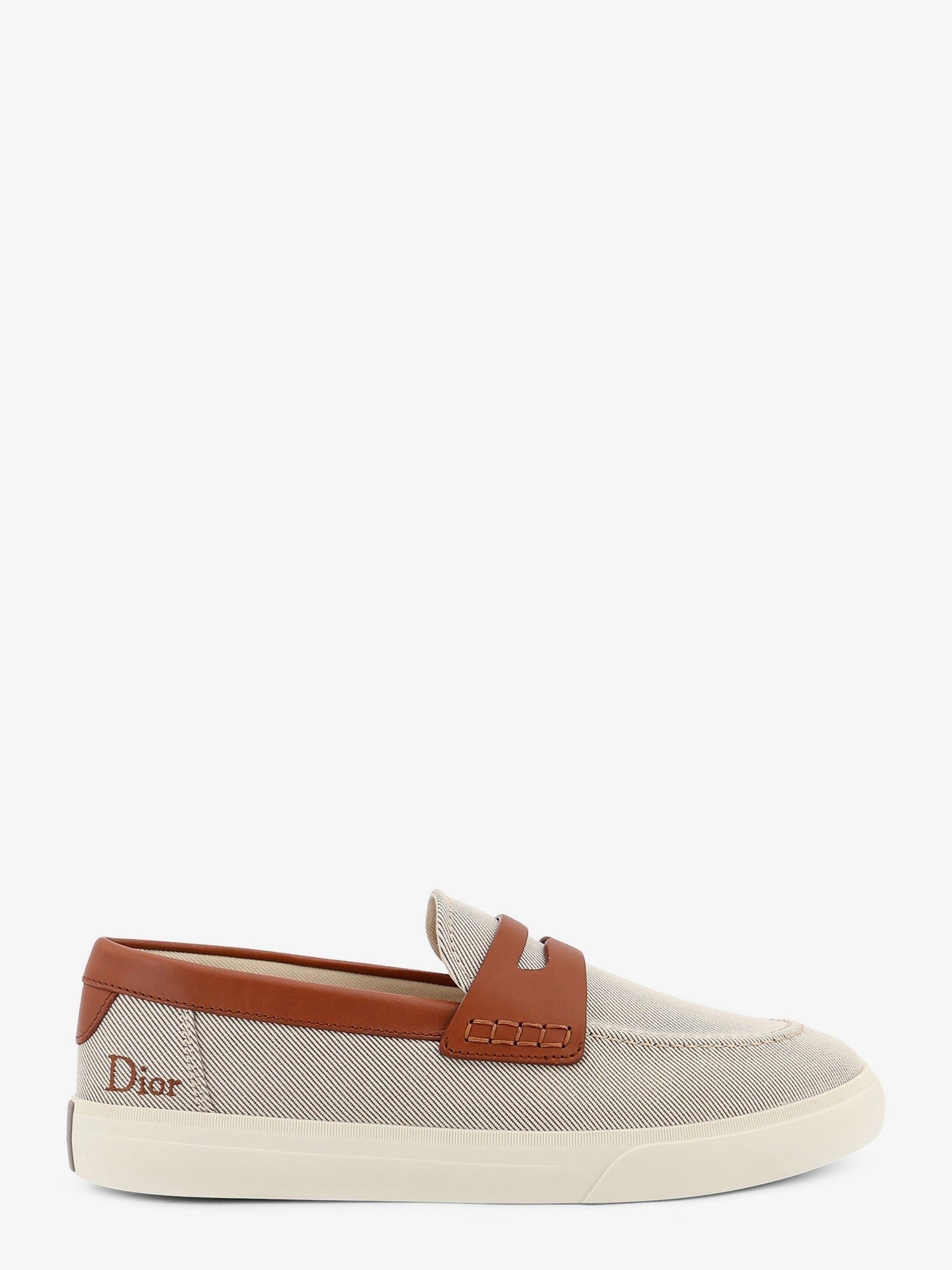 Dior Men's Chester Dioriviera Canvas and Leather Loafers Brown
