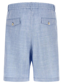 Brunello Cucinelli Chevron Bermuda Shorts Blue