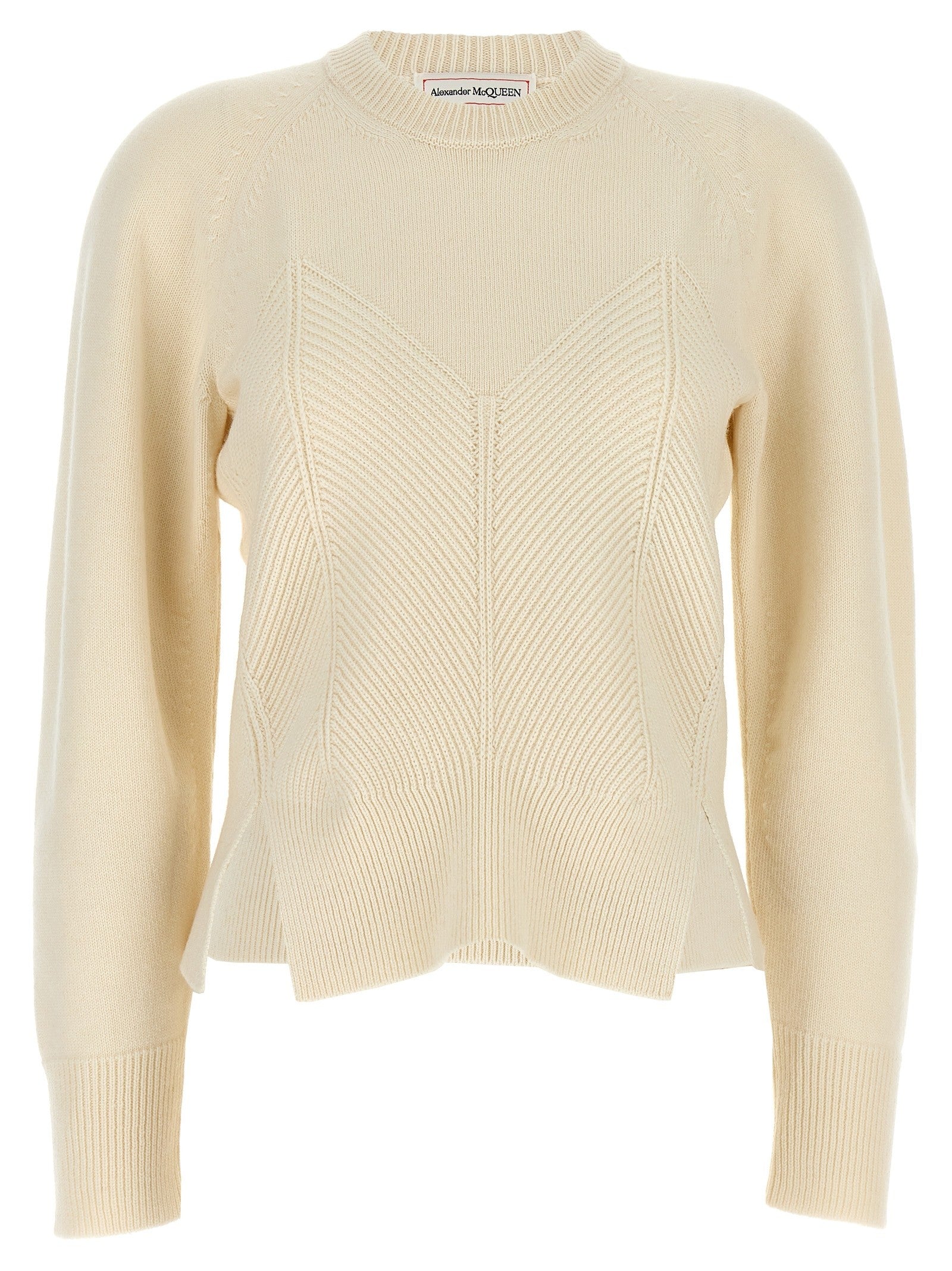 Alexander McQueen Chevron Corset Sweater White