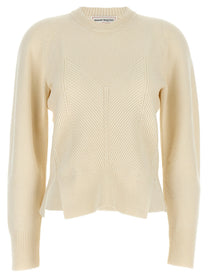 Alexander McQueen Chevron Corset Sweater White