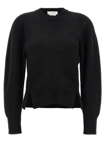 Alexander McQueen Chevron Corset Sweater Black