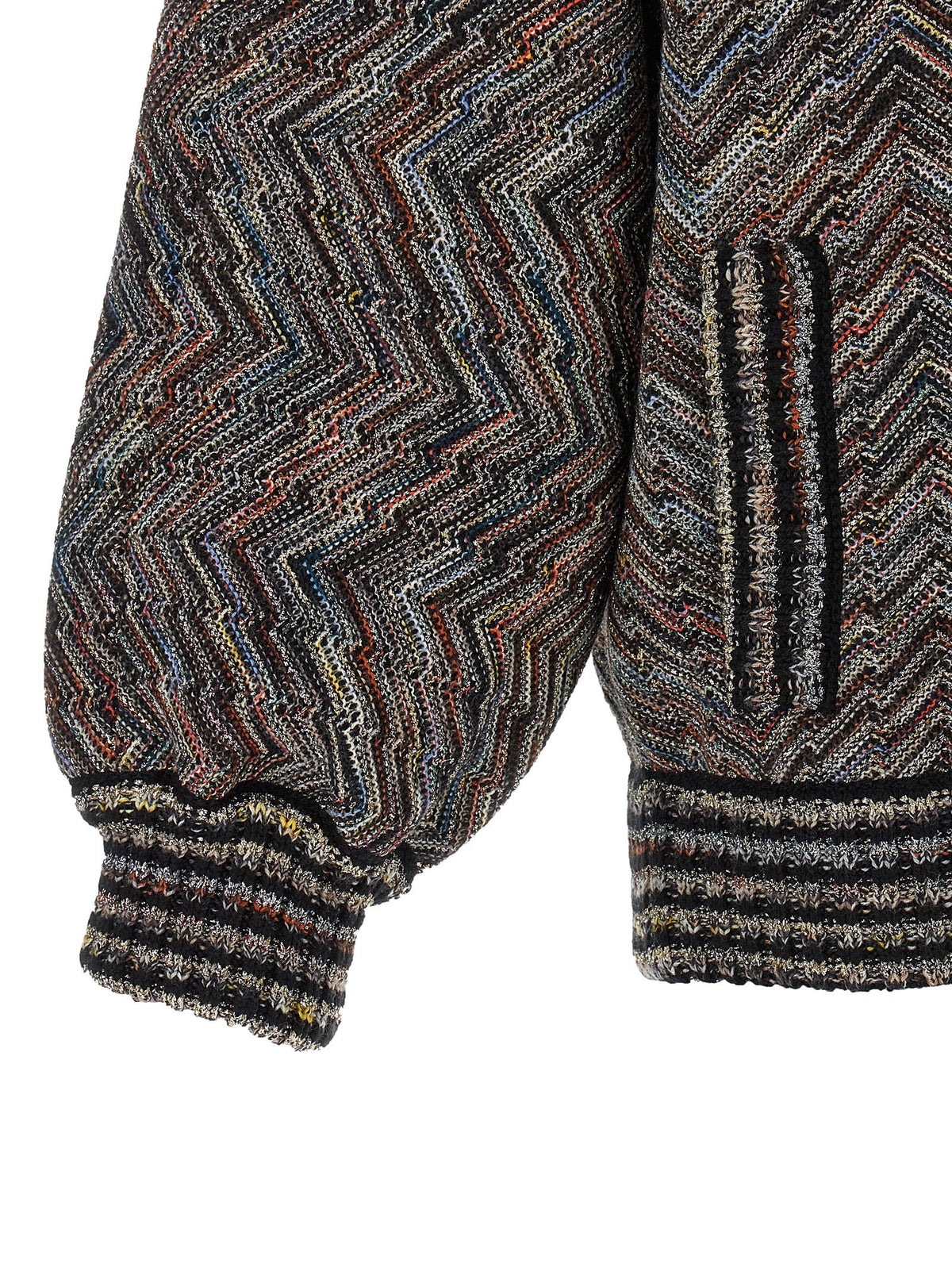 Missoni Chevron Knit Bomber Jacket Gold, view 4