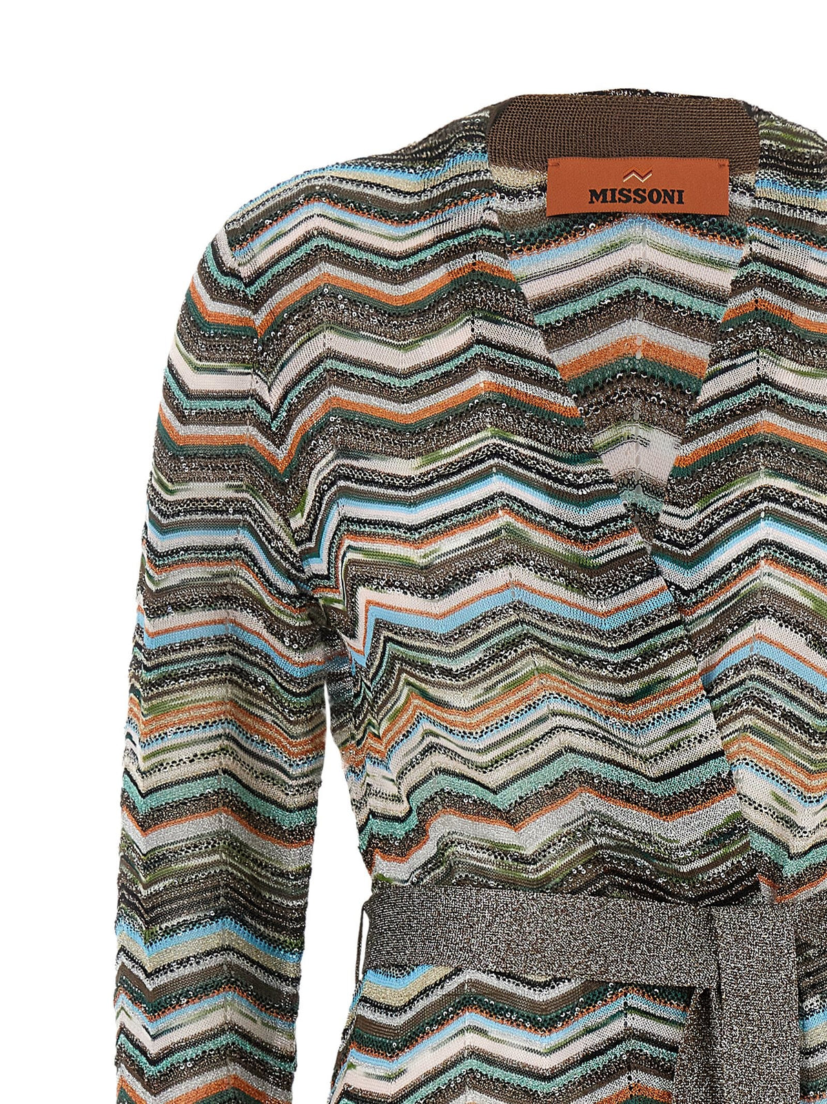 Missoni Chevron Lamé Cardigan Gold, view 3