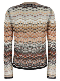 Missoni Chevron Lamé Cardigan Brown