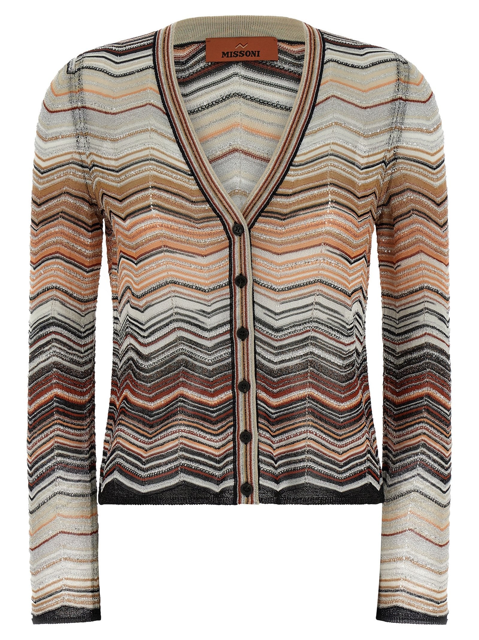 Missoni Chevron Lamé Cardigan Brown