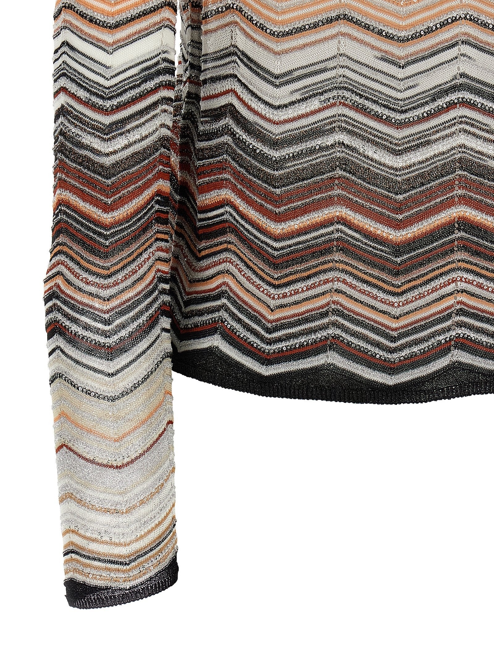 Missoni Chevron Lamé Cardigan Brown