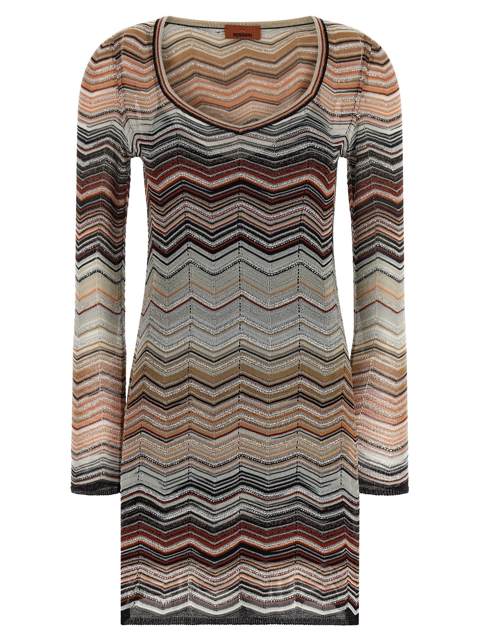Missoni Chevron Lamé Dress Brown
