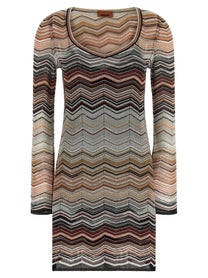 Missoni Chevron Lamé Dress Brown