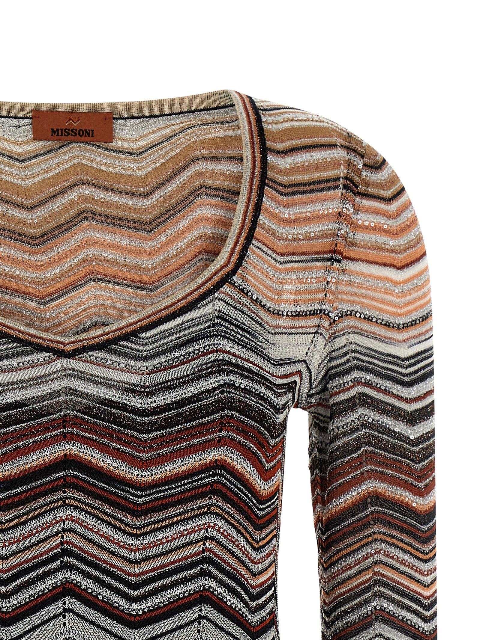 Missoni Chevron Lamé Dress Brown