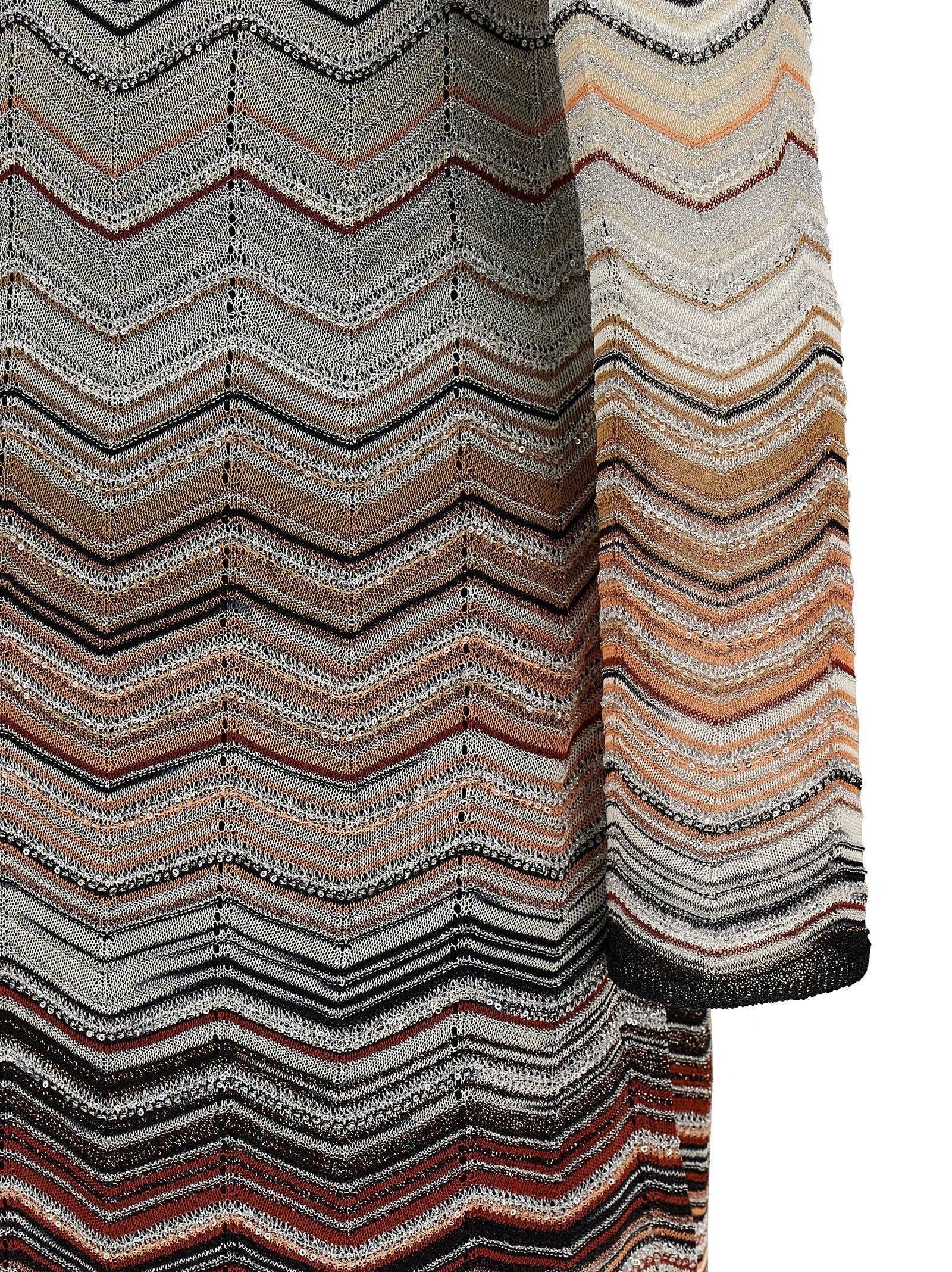 Missoni Chevron Lamé Dress Brown