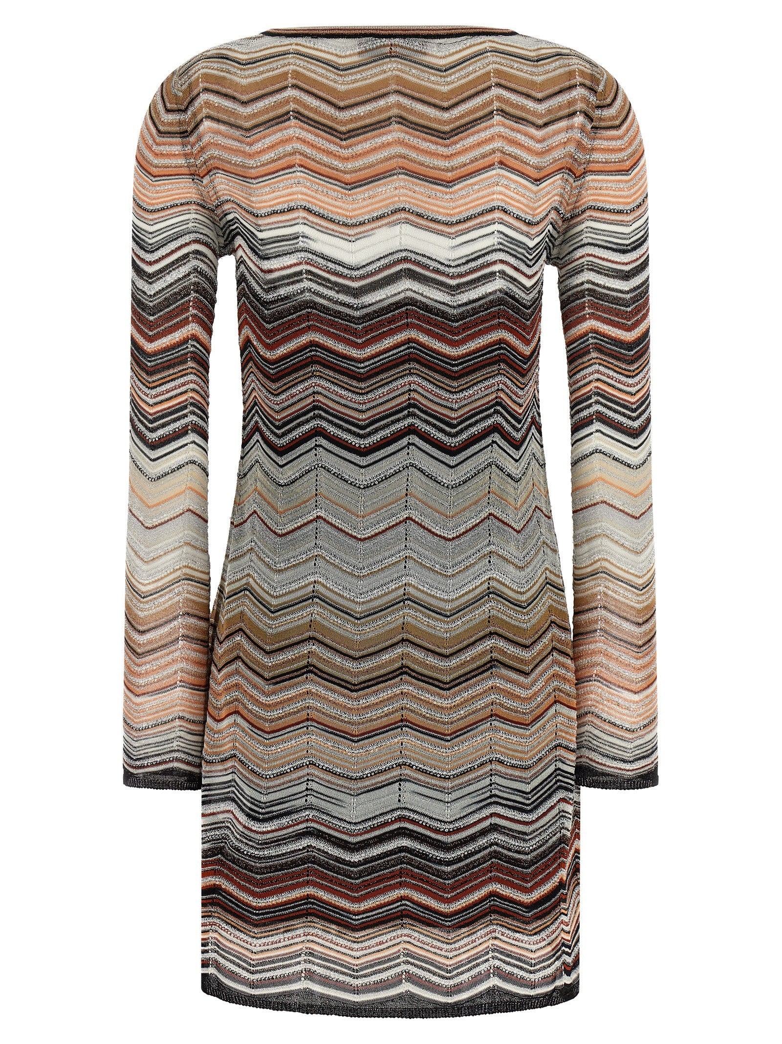 Missoni Chevron Lamé Dress Brown