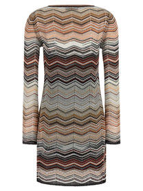 Missoni Chevron Lamé Dress Brown