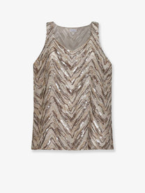 Brunello Cucinelli Women's Chevron Sequin Top FEATHER