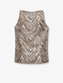 Brunello Cucinelli Women's Chevron Sequin Top FEATHER