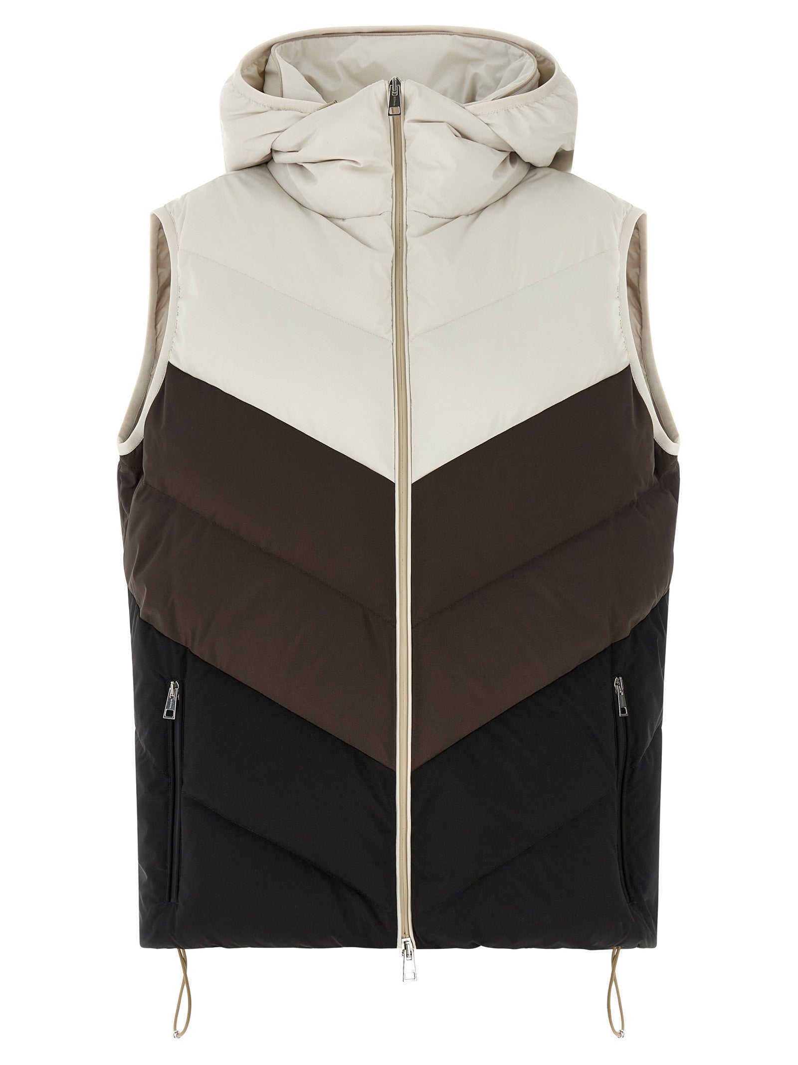 Kiton Chevron Stitching Padded Vest Gold