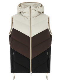 Kiton Chevron Stitching Padded Vest Gold