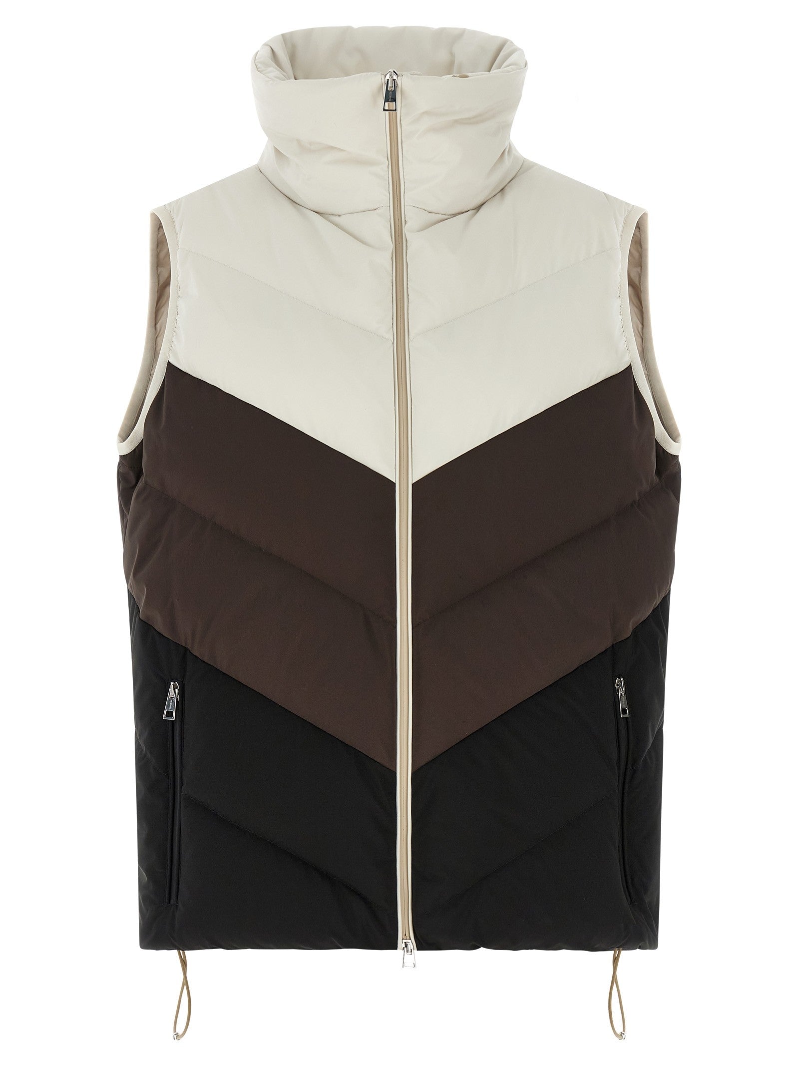 Kiton Chevron Stitching Padded Vest Gold