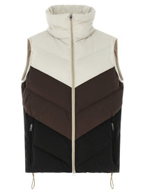 Kiton Chevron Stitching Padded Vest Gold